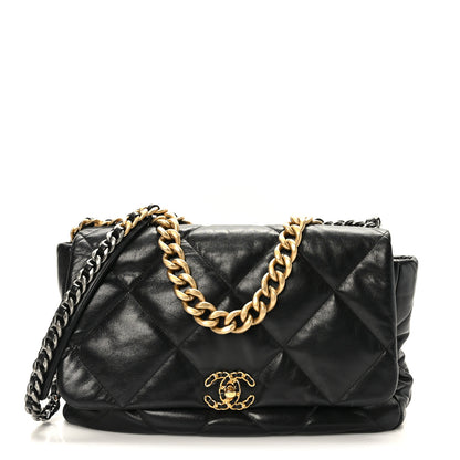 Chanel Lambskin Quilted Maxi Chanel 19 Flap Black 1 of 9