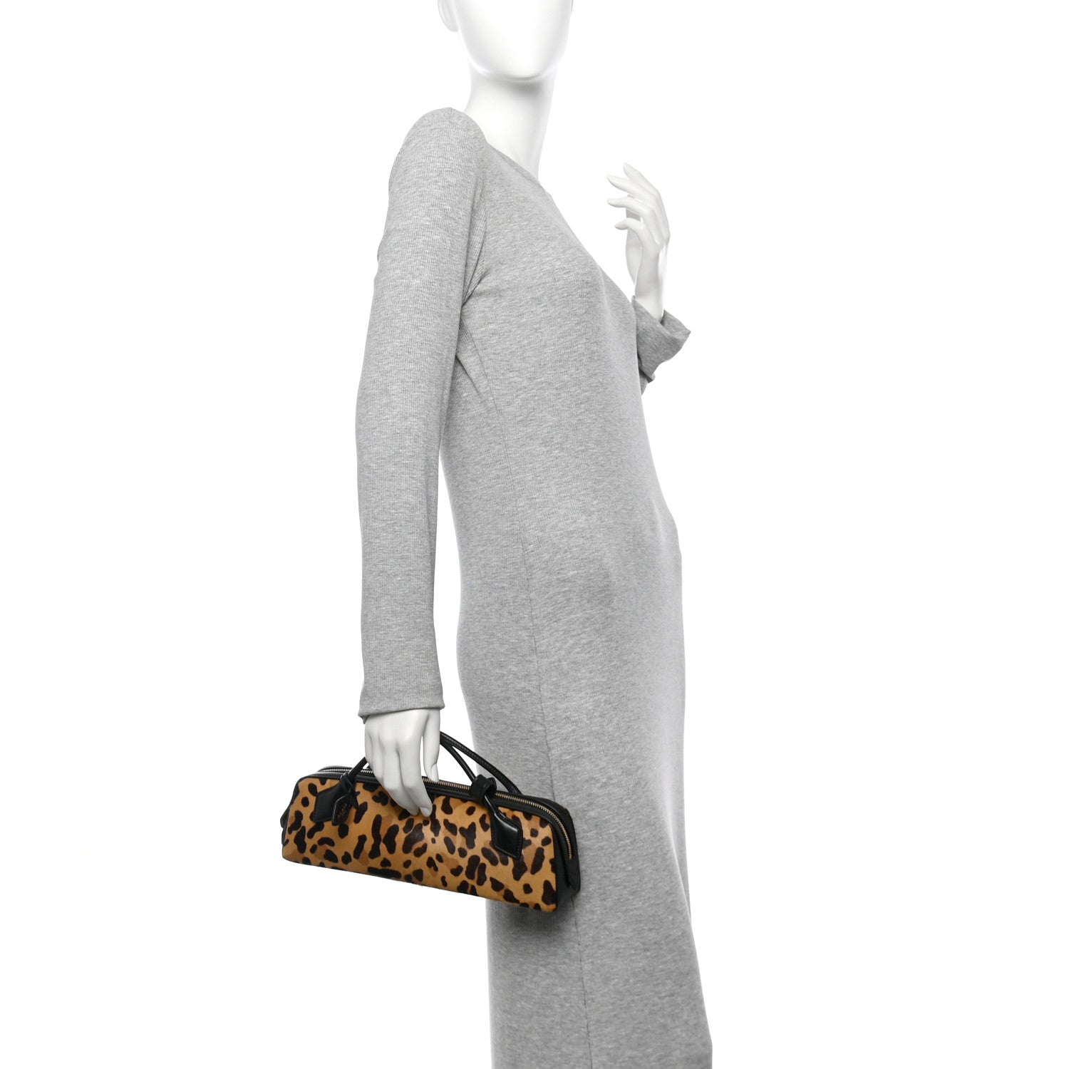 Alaia Calf Hair Leopard Print Le Teckel Clutch Brun Sepia 2 of 10