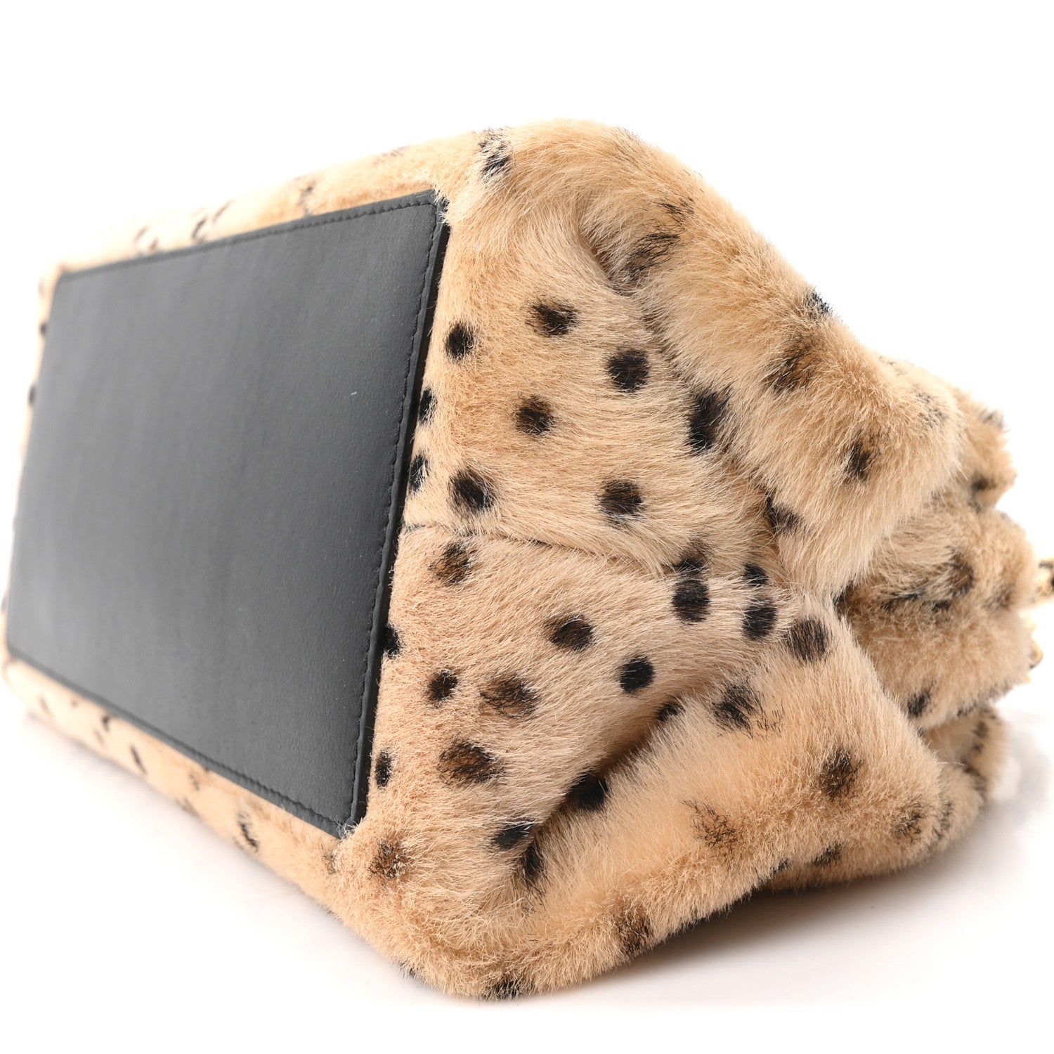 Chanel Pony Hair Cheetah Printed Lambskin Clutch With Chain Beige Black 10 of 12