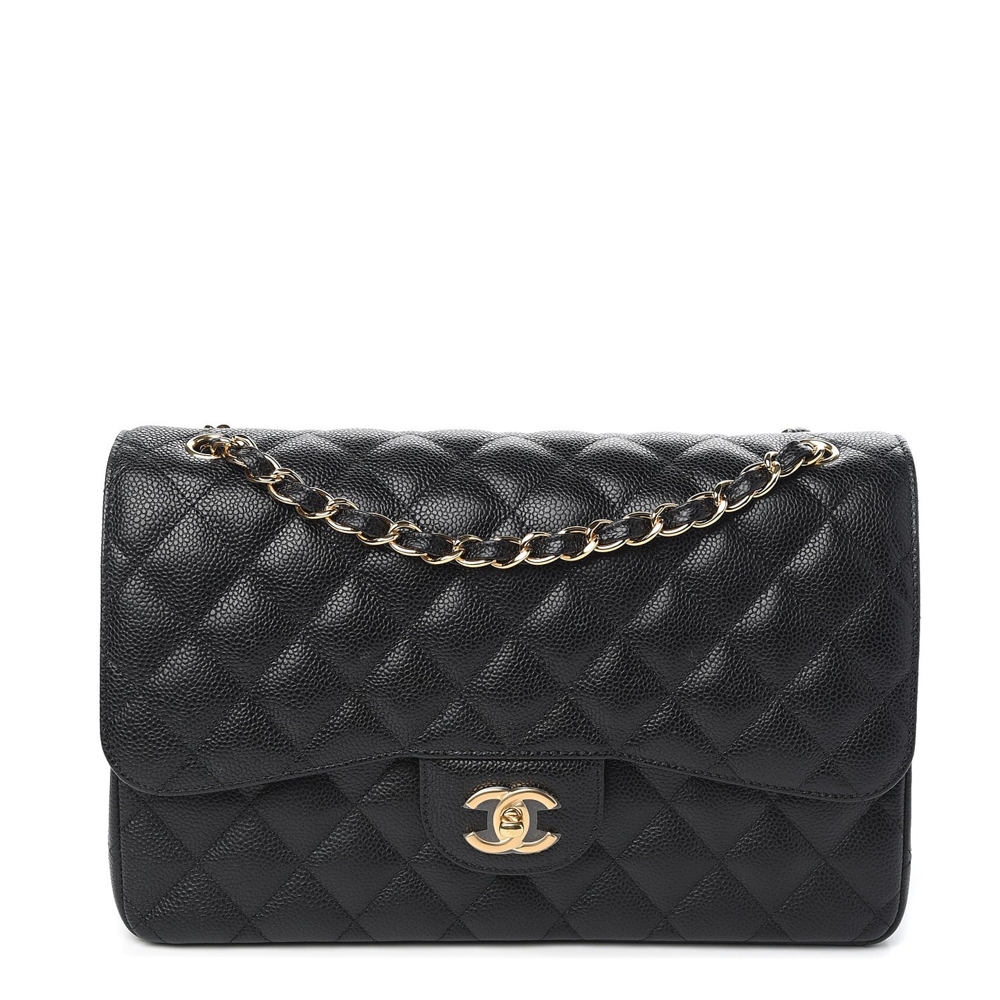 Caviar Quilted Jumbo Double Flap Black
