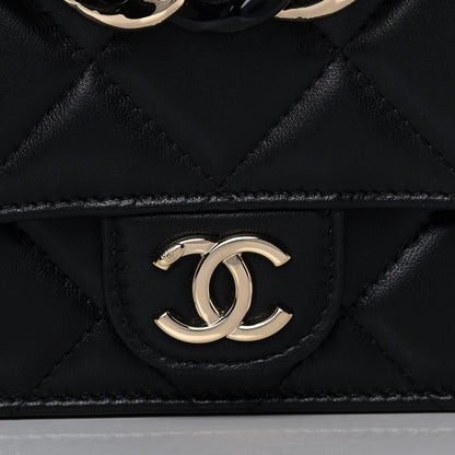 Chanel Lambskin Plexi Quilted Wallet On Chain WOC Black 9 of 14