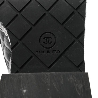 Chanel Pearly Calfskin Patent Calfskin Lace Up Combat Boots 38 Black 8 of 9