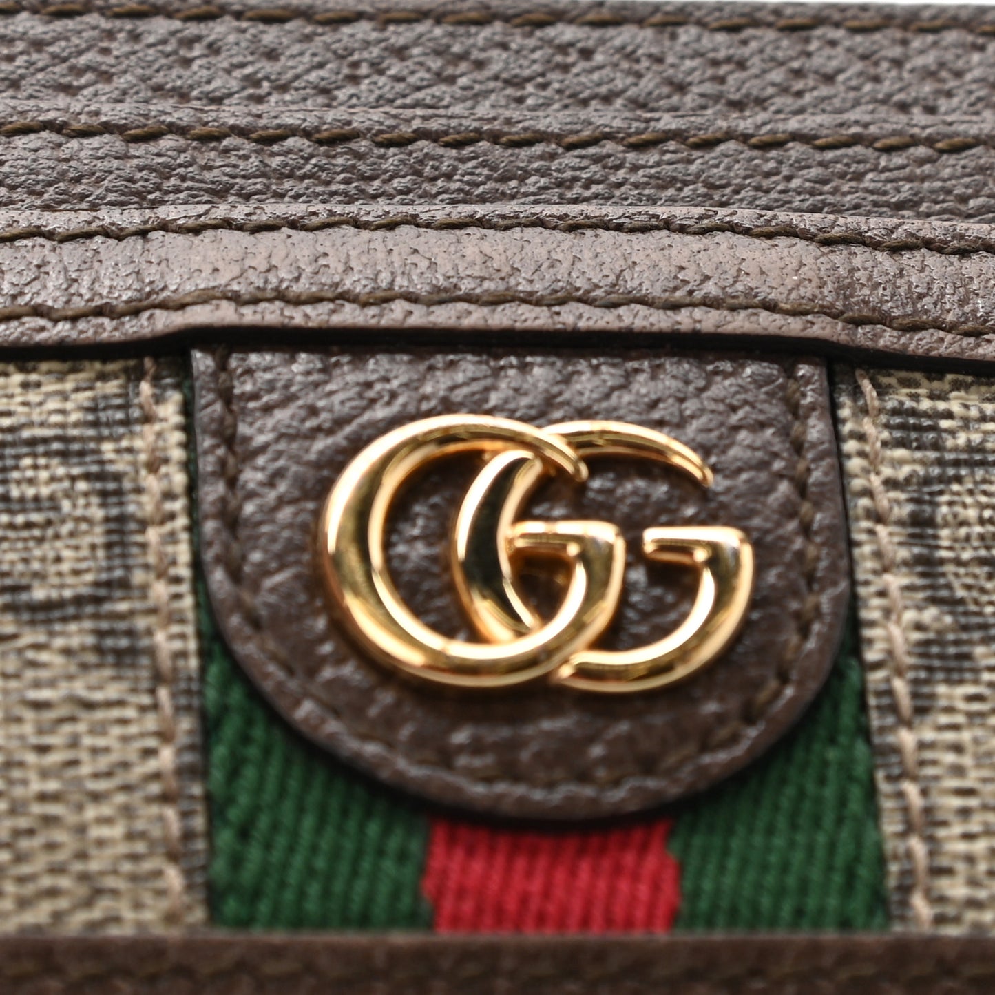 GG Supreme Monogram Ophidia Card Holder Brown