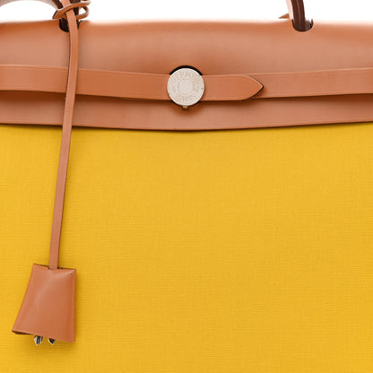 Hermes Vache Hunter Toile Officier Herbag Zip PM 31 PM Natural Jaune De Naples 20 of 29