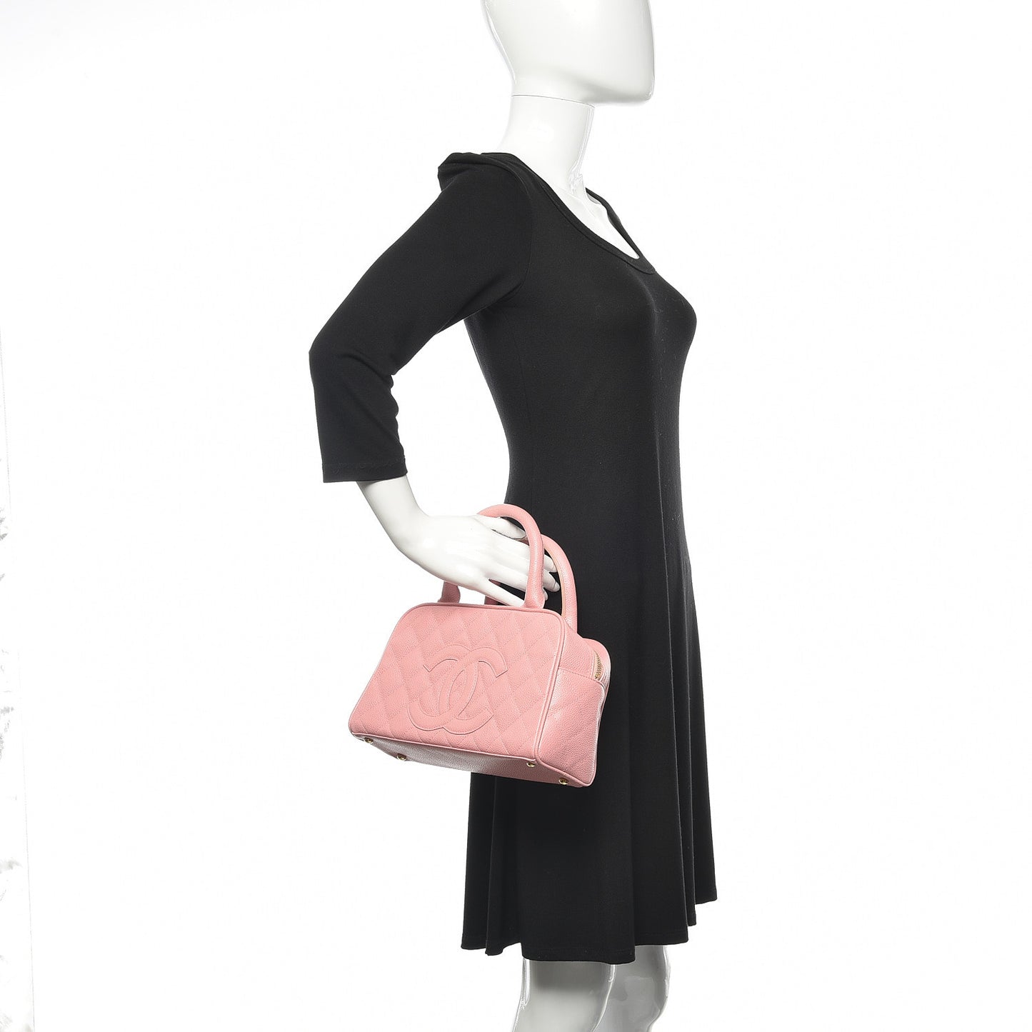 Caviar Quilted Small Bowler Pink