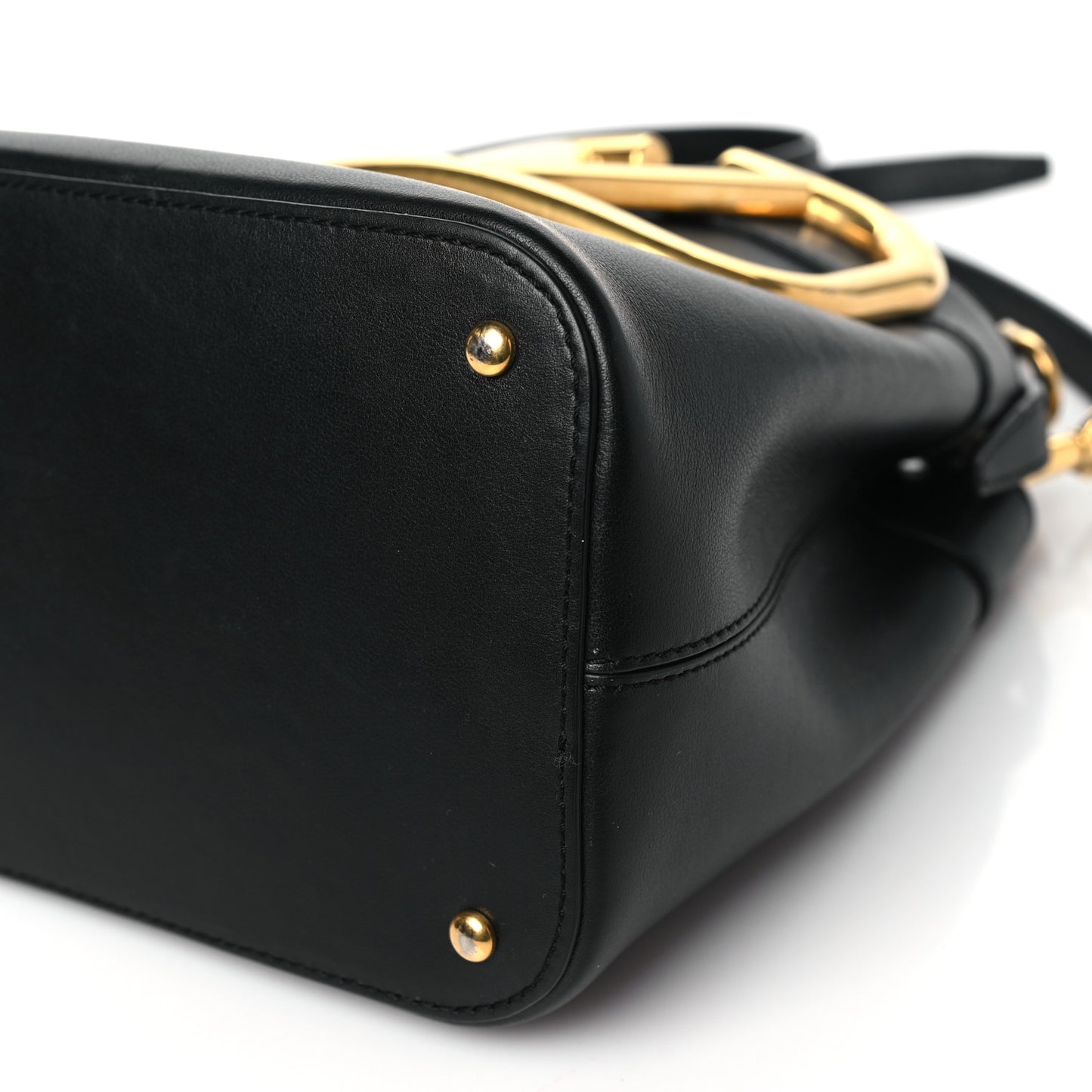Smooth Calfskin Supervee Top Handle Bag Black