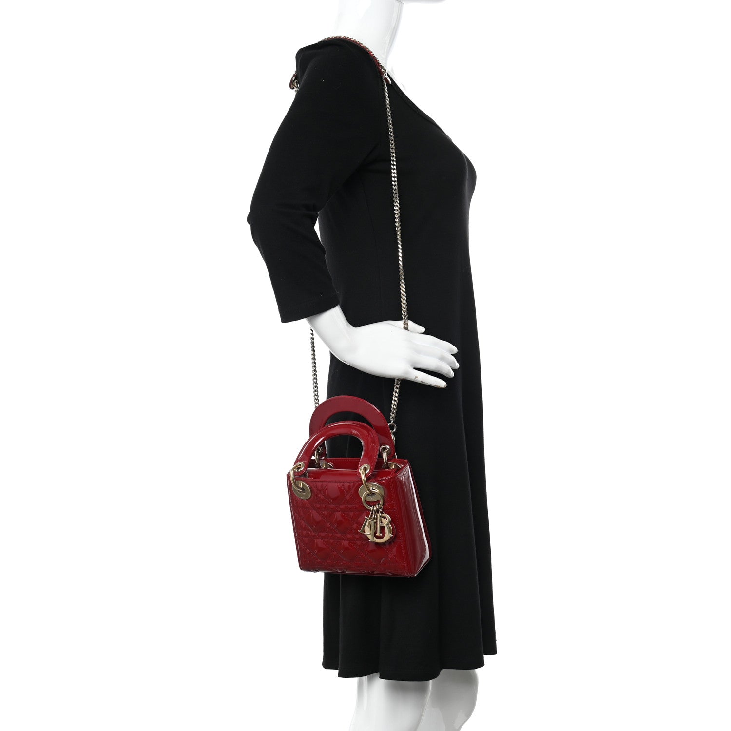 Christian Dior Patent Cannage Mini Lady Dior Red 2 of 12