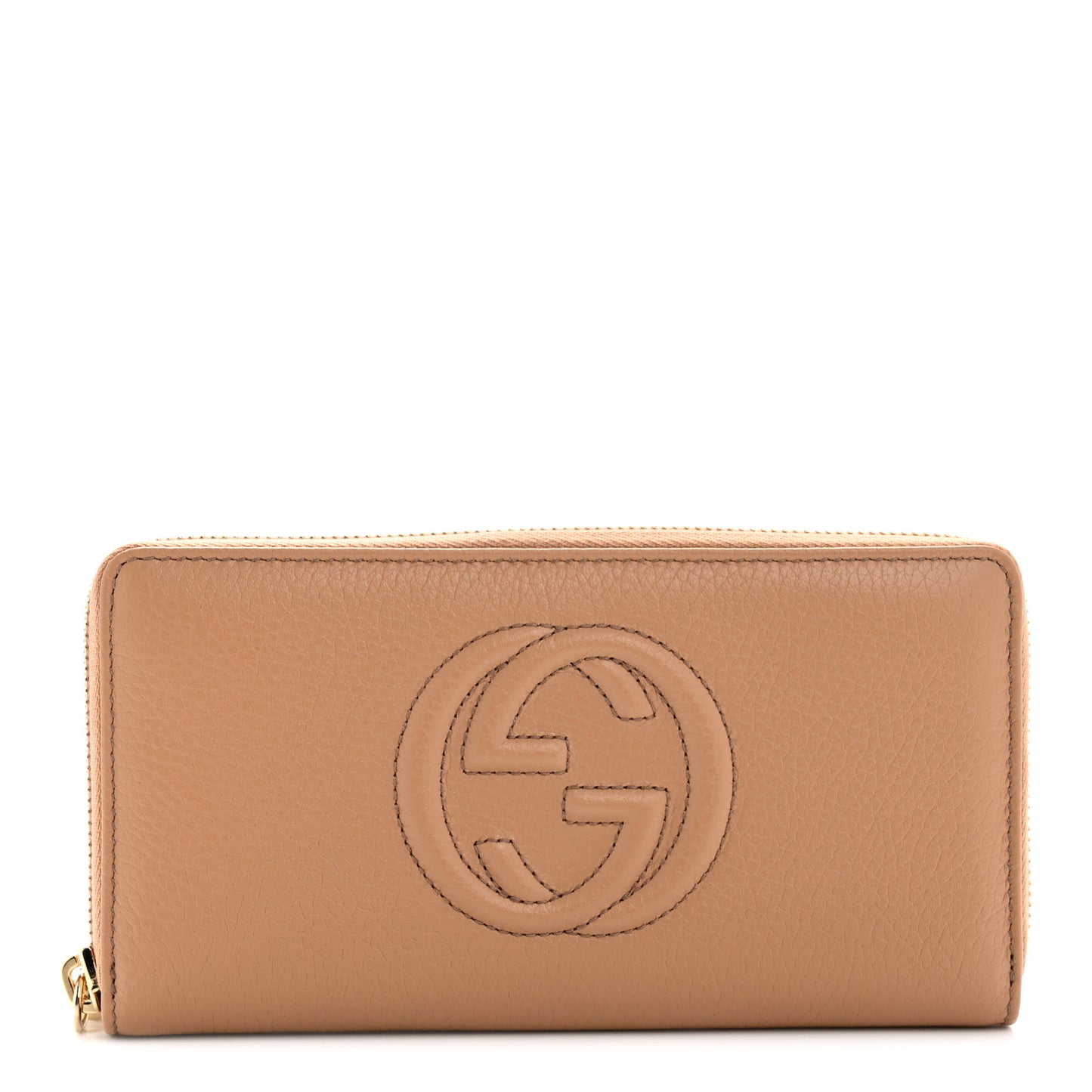 Pebbled Calfskin Soho Zip Around Wallet Camelia