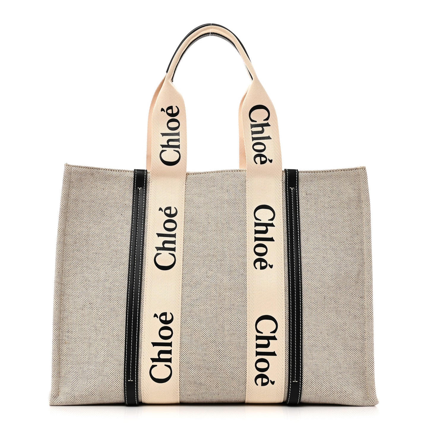 Cotton Calfskin Large Woody Ribbon Tote White Blue