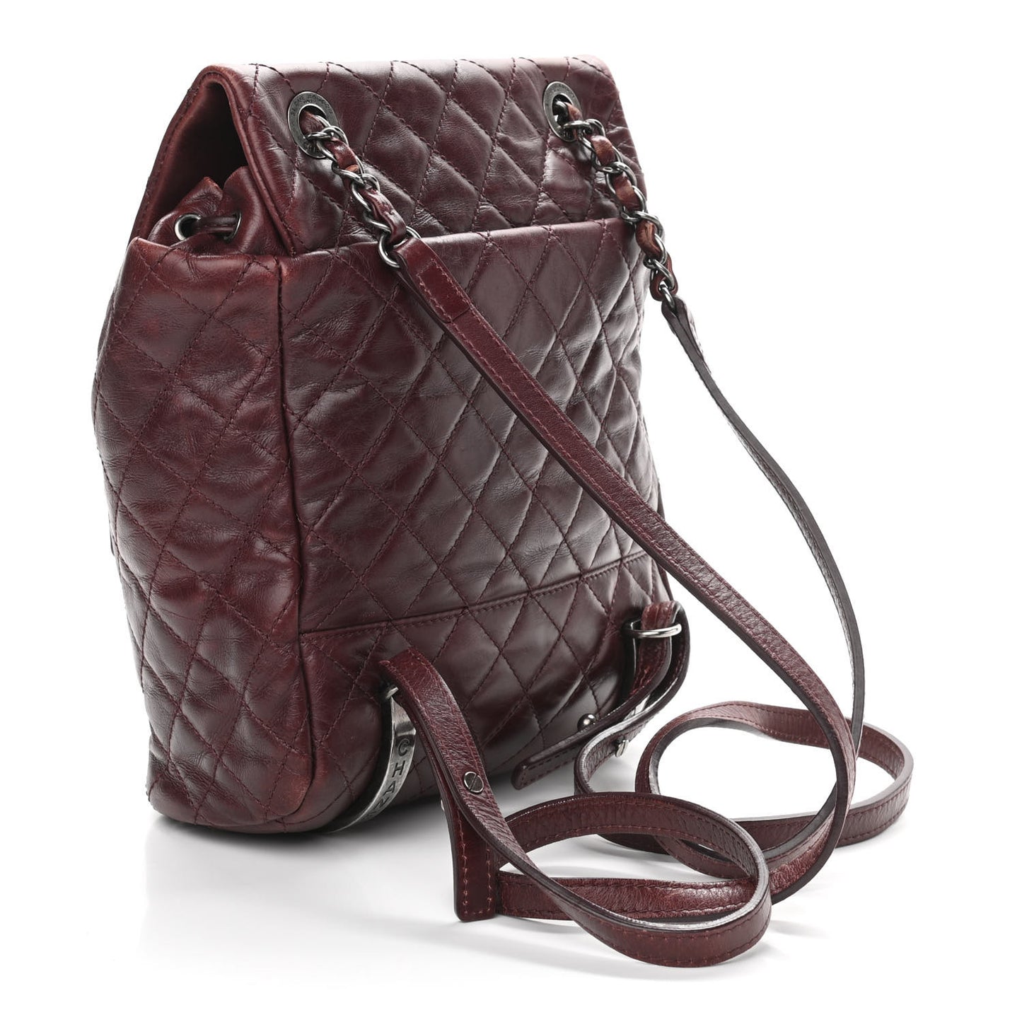 Glazed Calfskin Quilted Small Salzburg Backpack Burgundy