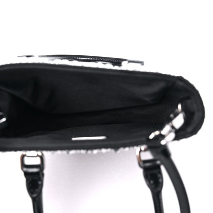 Prada Satin Crystal Metal Triangle Logo Small Double Handle Crossbody Tote Metal 5 of 8