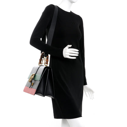 Gucci Calfskin Bamboo Web Large Dionysus Top Handle Bag Black Bright Evergreen Hibiscus Red 3 of 12