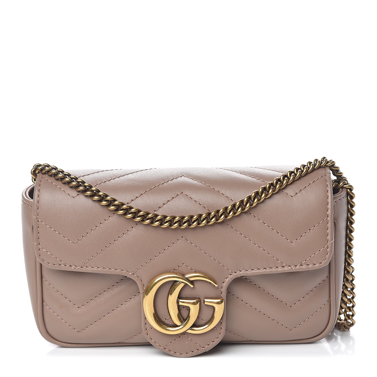 Gucci Calfskin Matelasse Super Mini GG Marmont Shoulder Bag Porcelain Rose 1 of 11