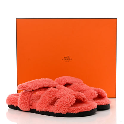 Hermes Woolskin Womens Chypre Sandals 40.5 Rose Du Desert 9 of 9