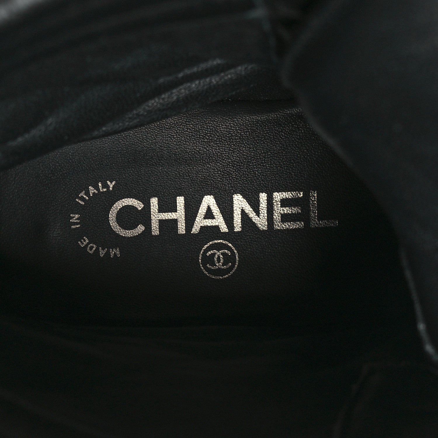Chanel Calfskin Grosgrain Quilted Lace Up Boots 36.5 Black Grey 8 of 8