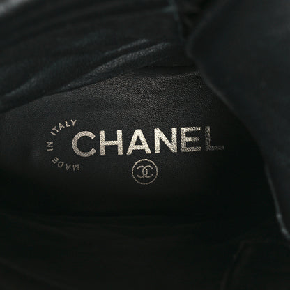 Chanel Calfskin Grosgrain Quilted Lace Up Boots 36.5 Black Grey 8 of 8