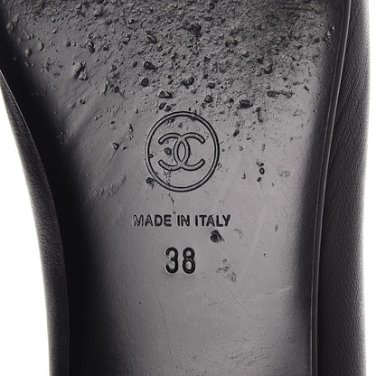 Chanel Lambskin Patent Cap Toe Ballerina Flats 38 Black 8 of 14