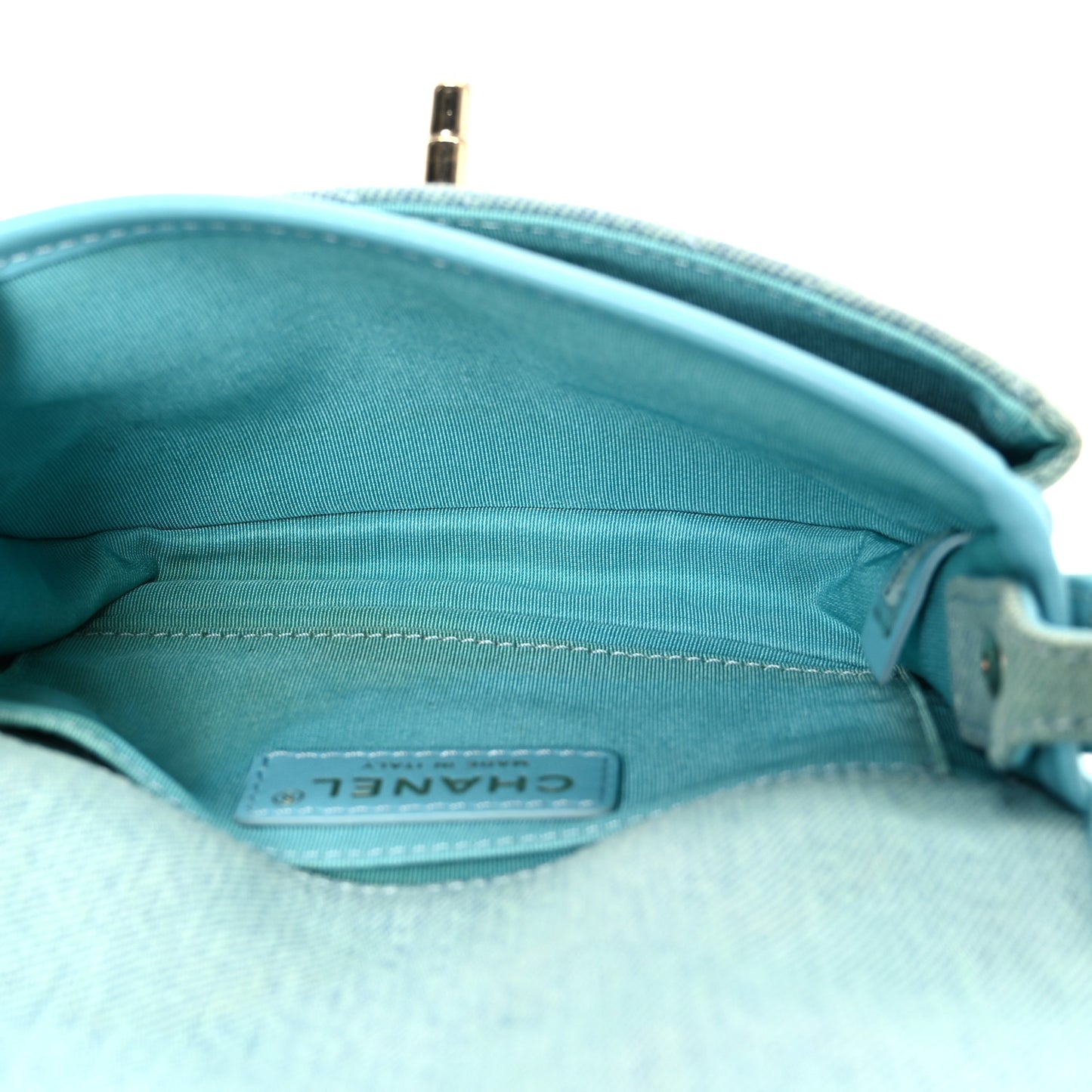 Denim Quilted Small Messenger Flap Neon Blue