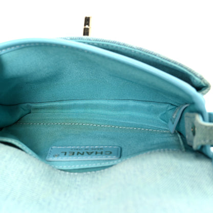 Chanel Denim Quilted Small Messenger Flap Neon Blue 5 of 10