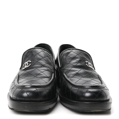 Chanel Calfskin Stitched CC Loafers 39.5 Black 3 of 10