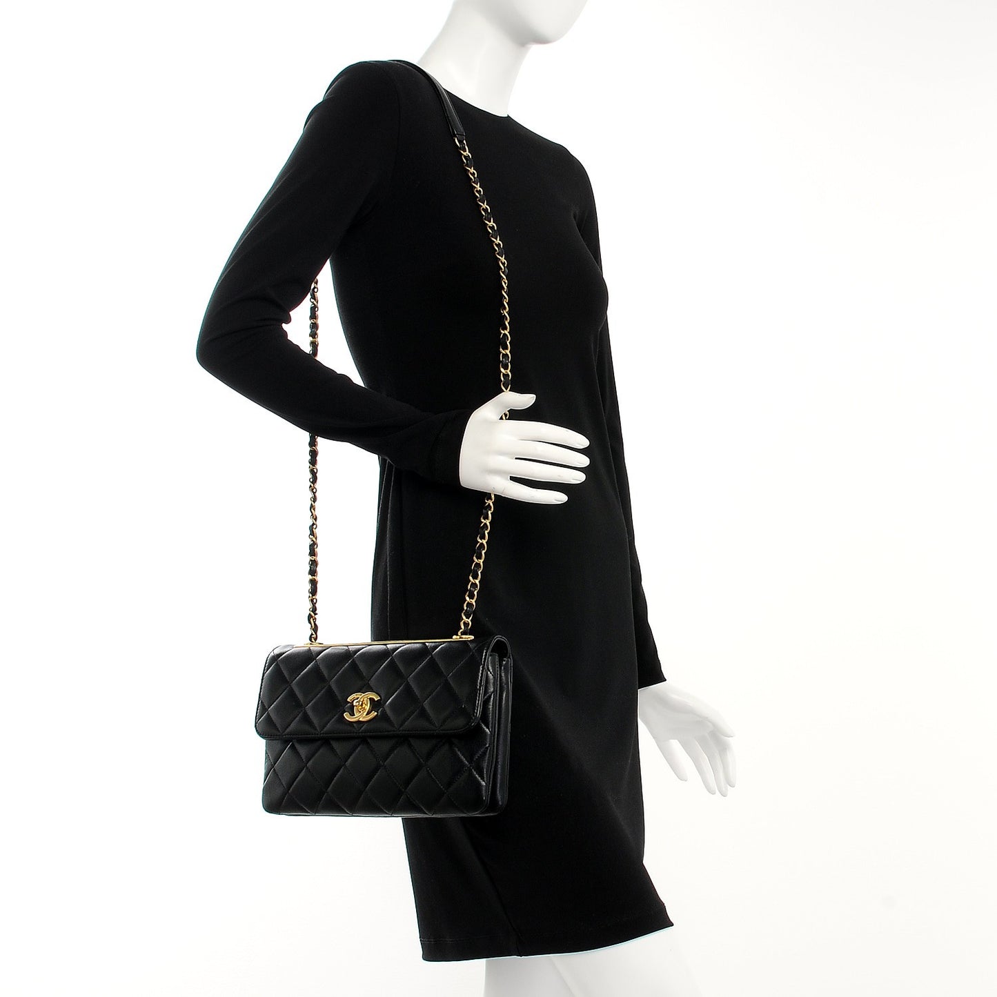 Lambskin Quilted Medium Trendy CC Flap Black
