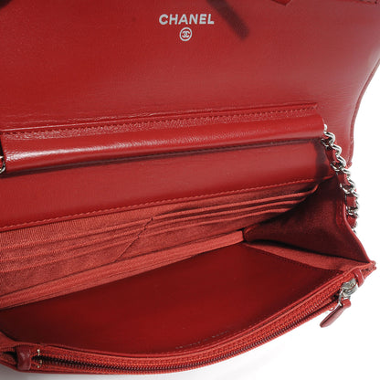 Chanel Lambskin Quilted Wallet On Chain WOC Red 7 of 9