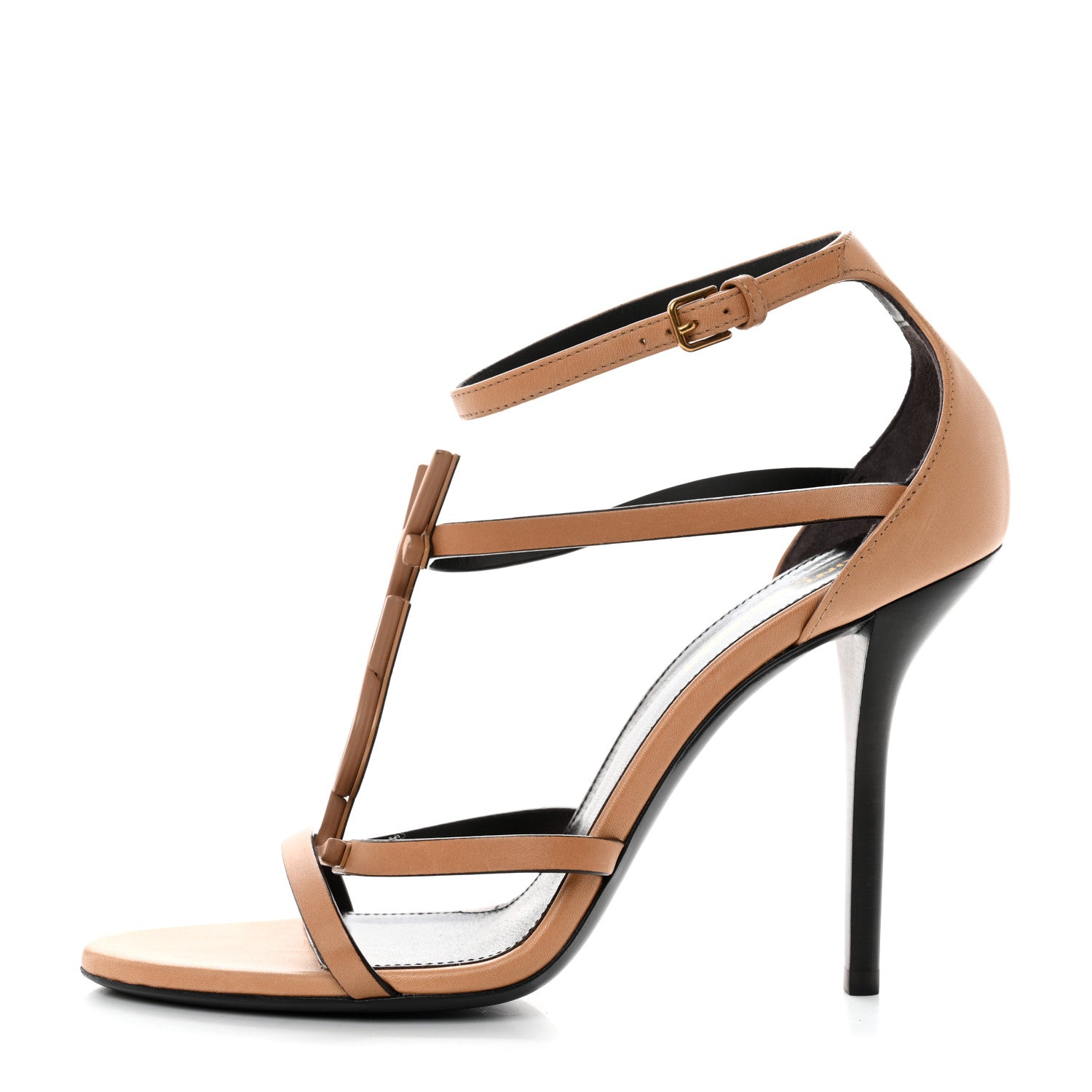 Saint Laurent Calfskin Cassandra 110 Sandals 39 Brown 1 of 9