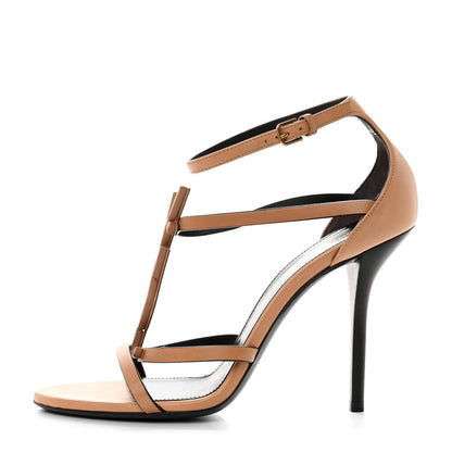 Saint Laurent Calfskin Cassandra 110 Sandals 39 Brown 1 of 9