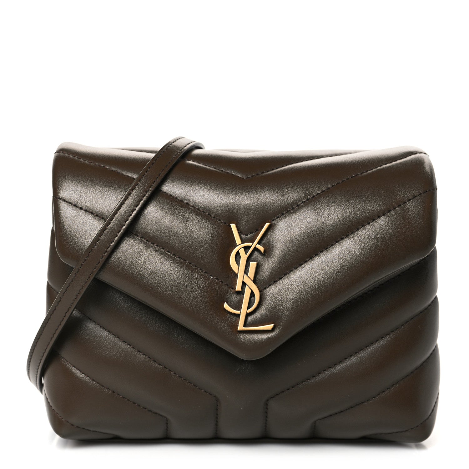 Saint Laurent Calfskin Y Quilted Monogram Toy Loulou Crossbody Bag Soil Brown 1 of 9