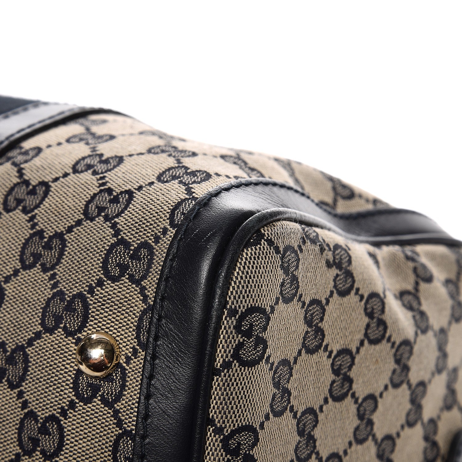 Gucci Monogram Selleria Calfskin Vintage Web Medium Boston Beige Blue 14 of 23