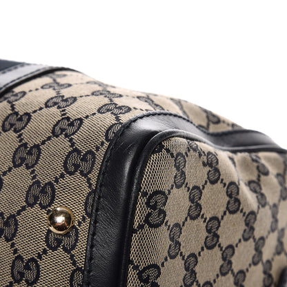 Gucci Monogram Selleria Calfskin Vintage Web Medium Boston Beige Blue 14 of 23