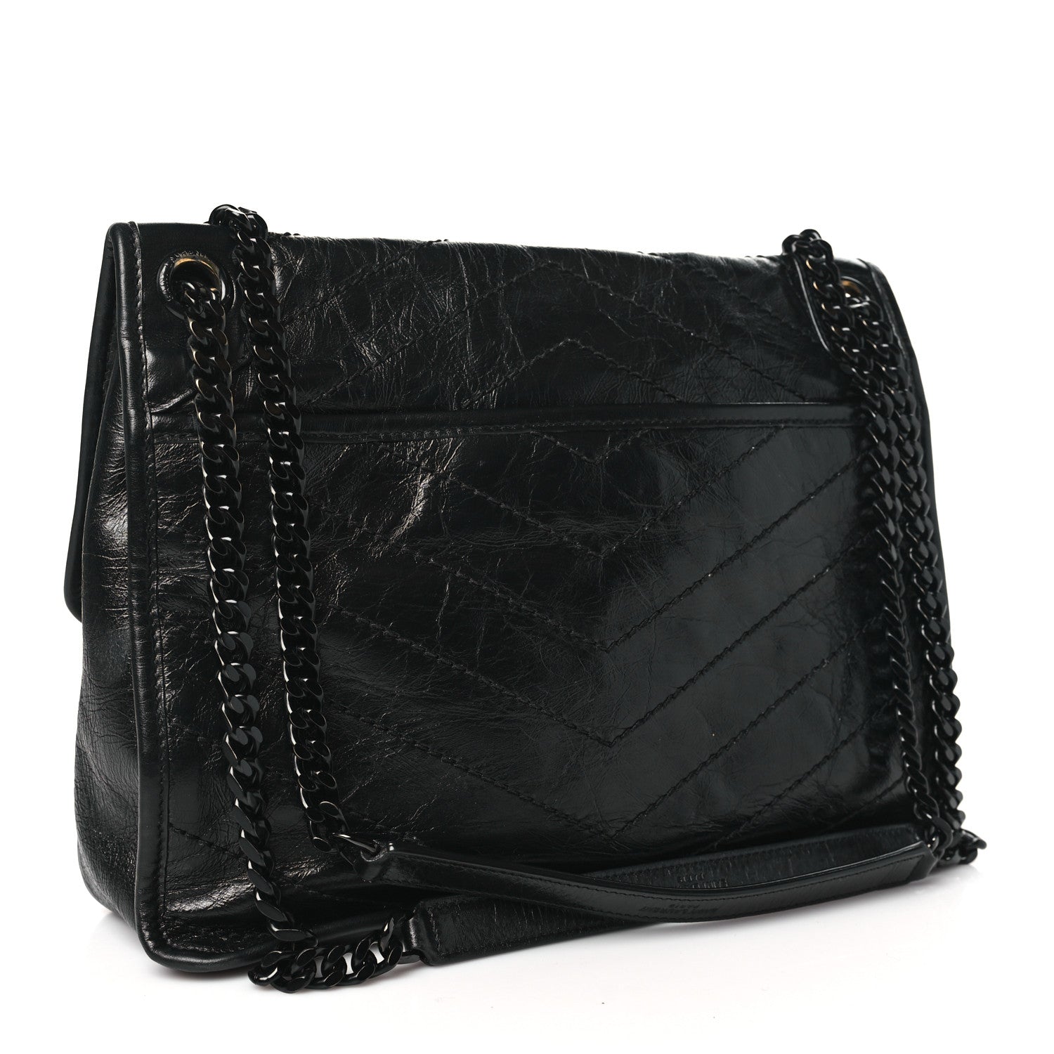 Saint Laurent Crinkled Calfskin Matelasse Monogram Medium Niki Chain Satchel Black 3 of 10
