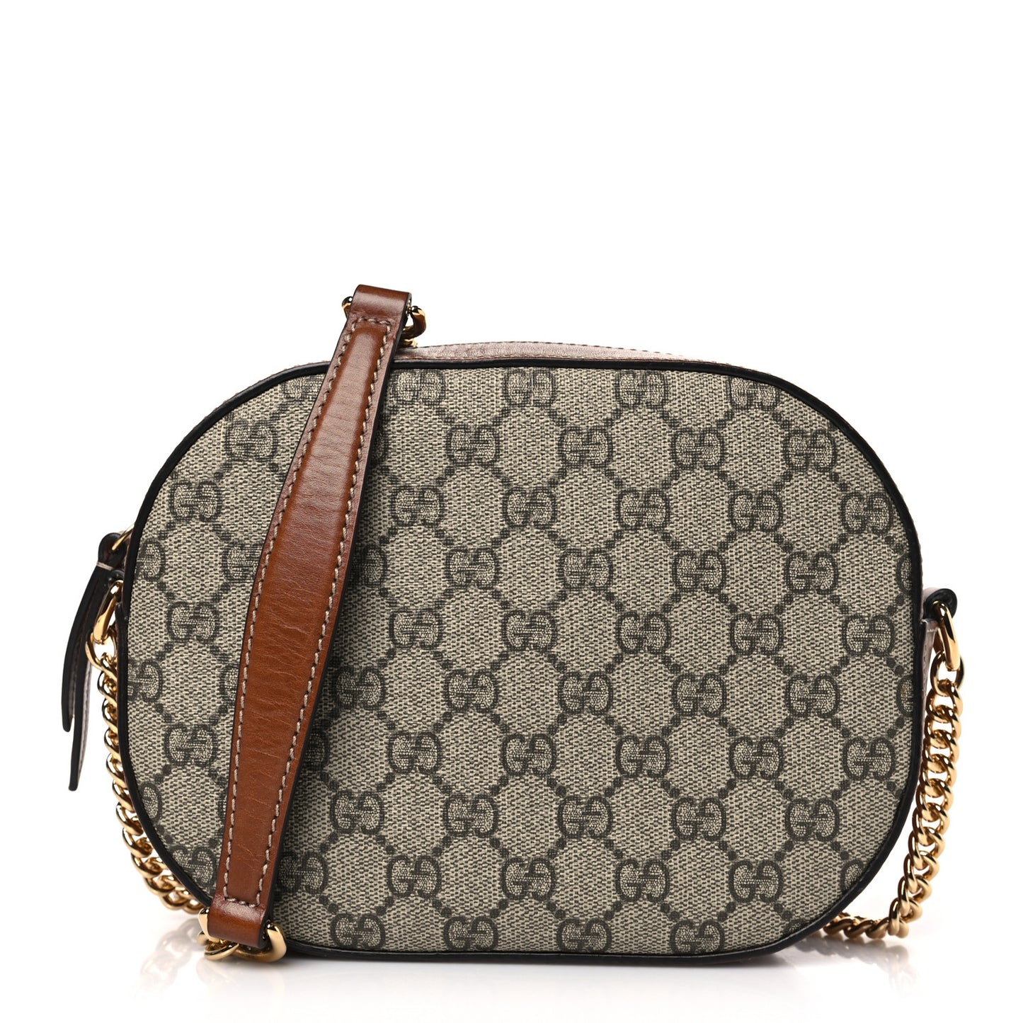 GG Supreme Monogram Cuoio Toscano Mini Chain Shoulder Bag Beige Ebony Cuir