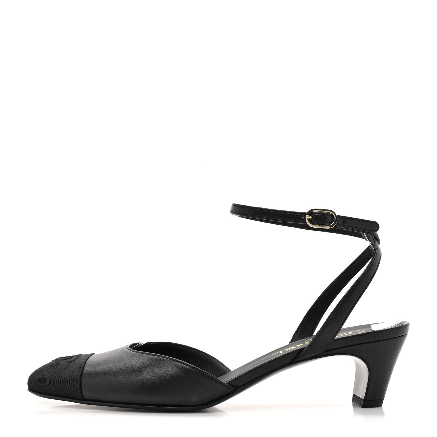 Chanel Lambskin Grosgrain Cap Toe CC Slingback Pumps 39.5 Black 1 of 9