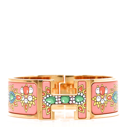 Hermes Enamel Printed Wide Parures Des Maharajas Clic Clac H Bracelet GM Tropique 1 of 4