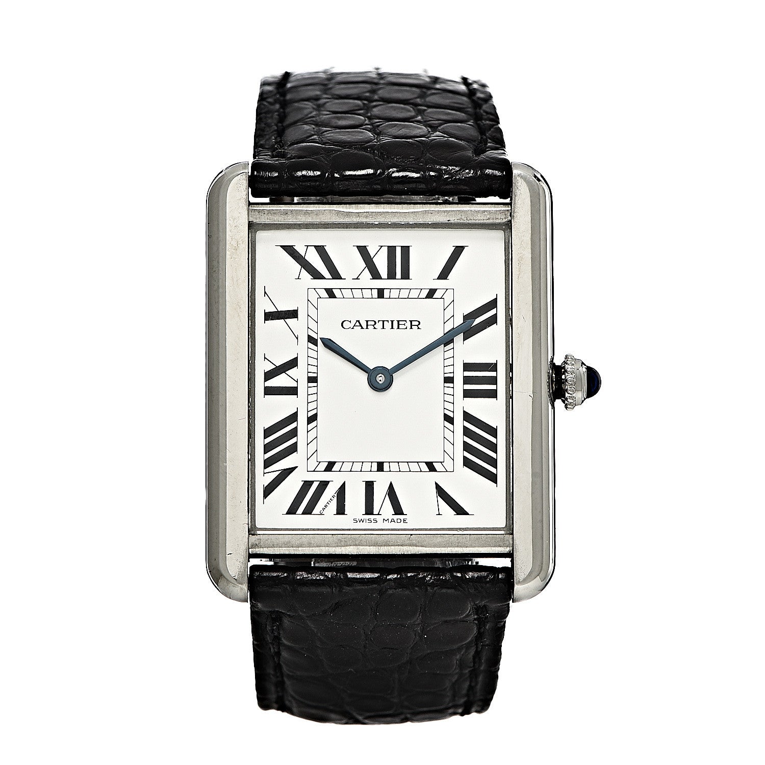 Cartier Stainless Steel Alligator 27mm Tank Solo Quartz Watch 1 of 11