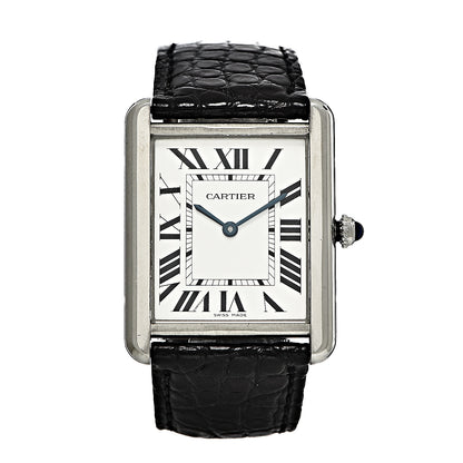 Cartier Stainless Steel Alligator 27mm Tank Solo Quartz Watch 1 of 11
