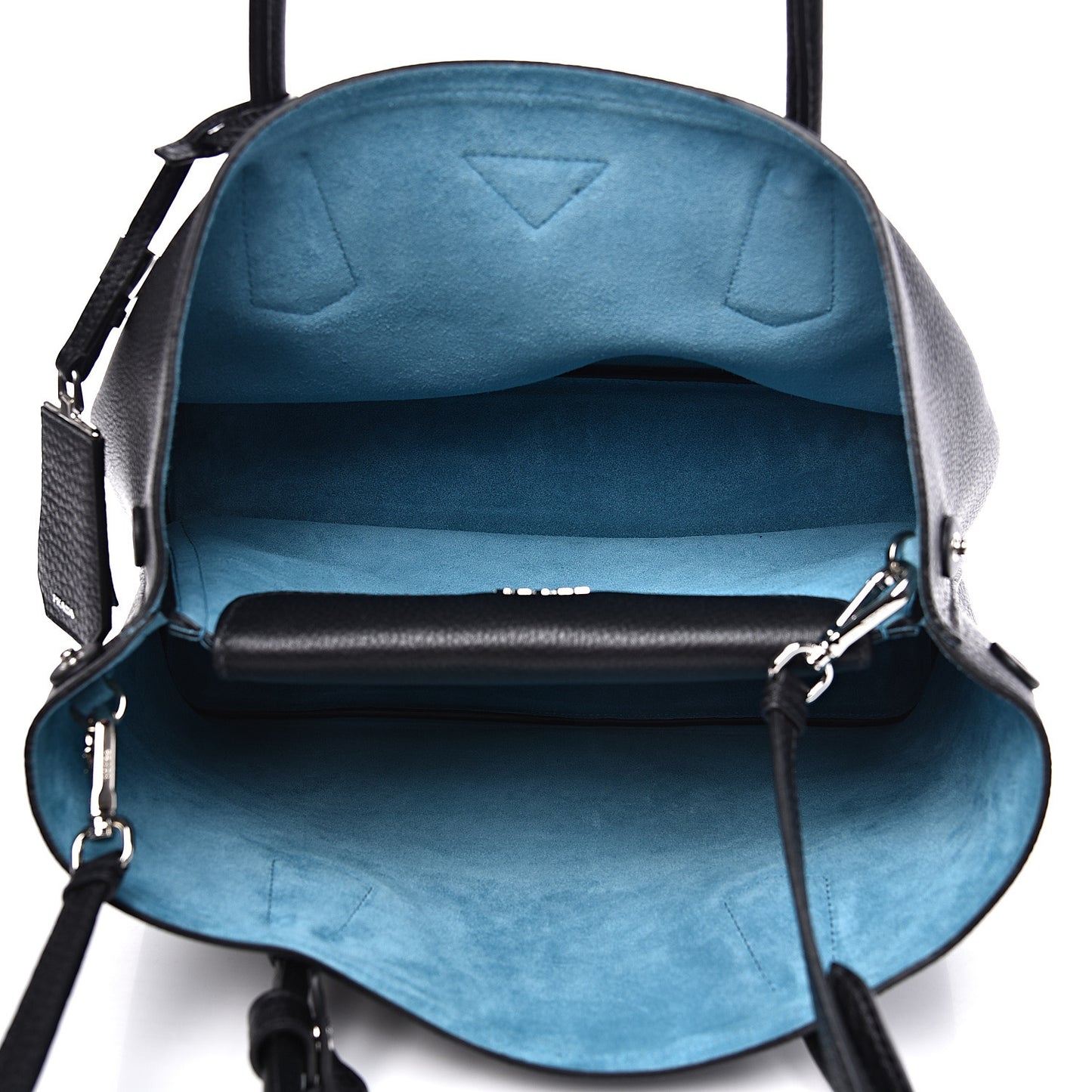 Vitello Daino Medium Double Bag Black Celeste