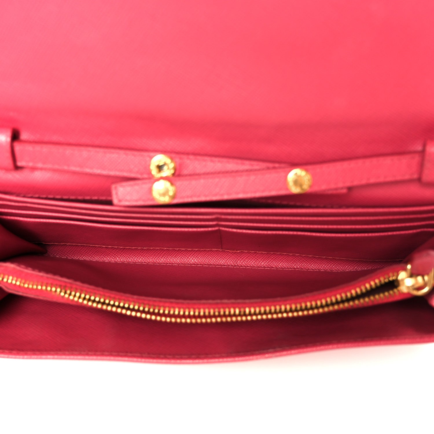 Prada Saffiano Metal Oro Chain Wallet Peonia 5 of 9