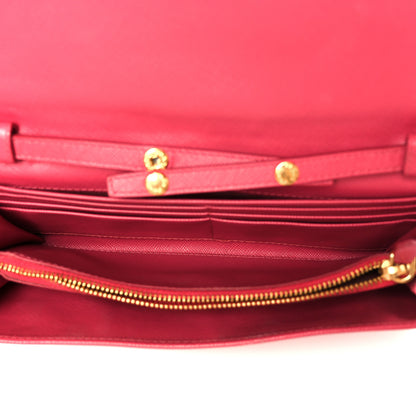 Prada Saffiano Metal Oro Chain Wallet Peonia 5 of 9