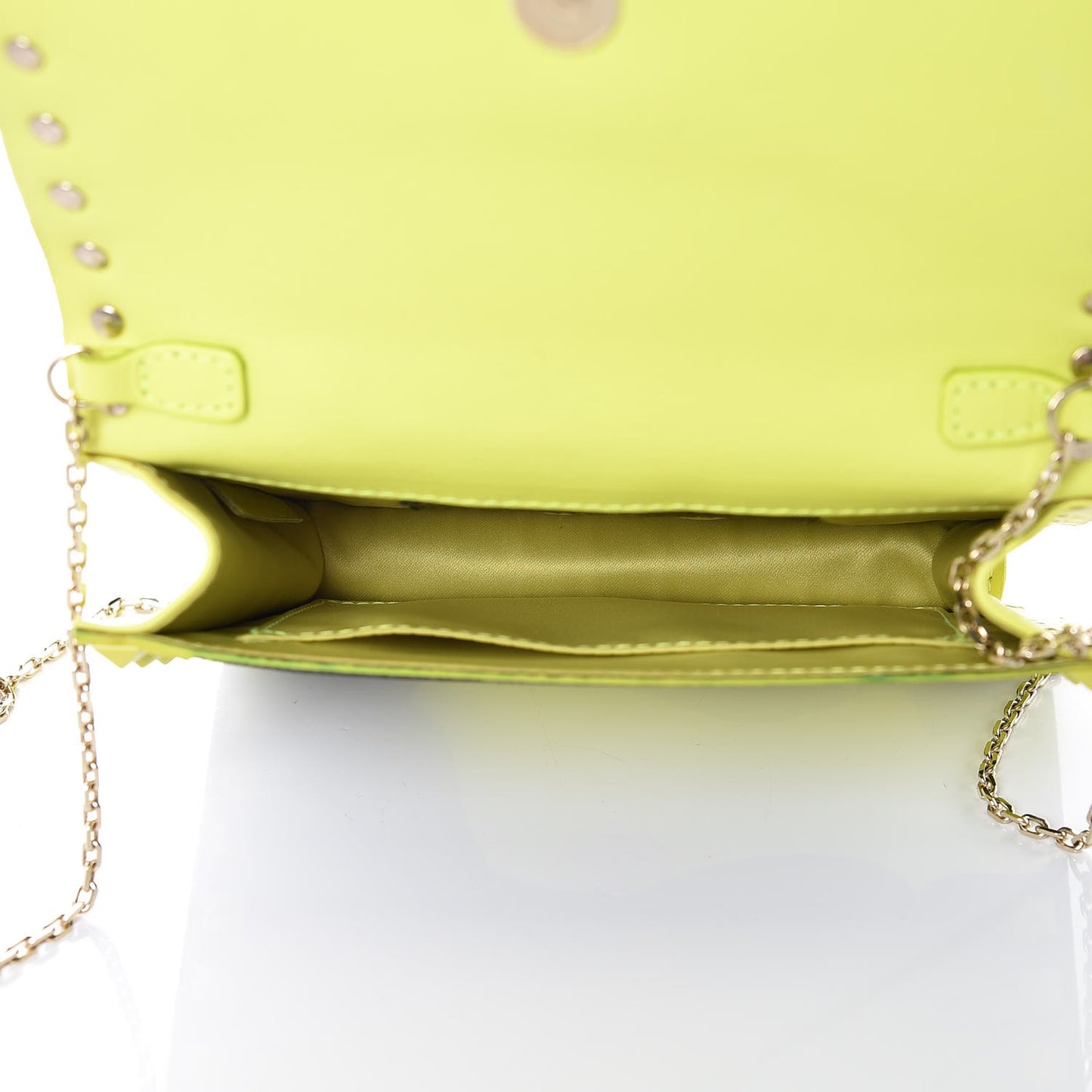 Nappa Canvas Camouflage Rockstud Chain Flap Crossbody Bag Fluo Yellow Multicolor