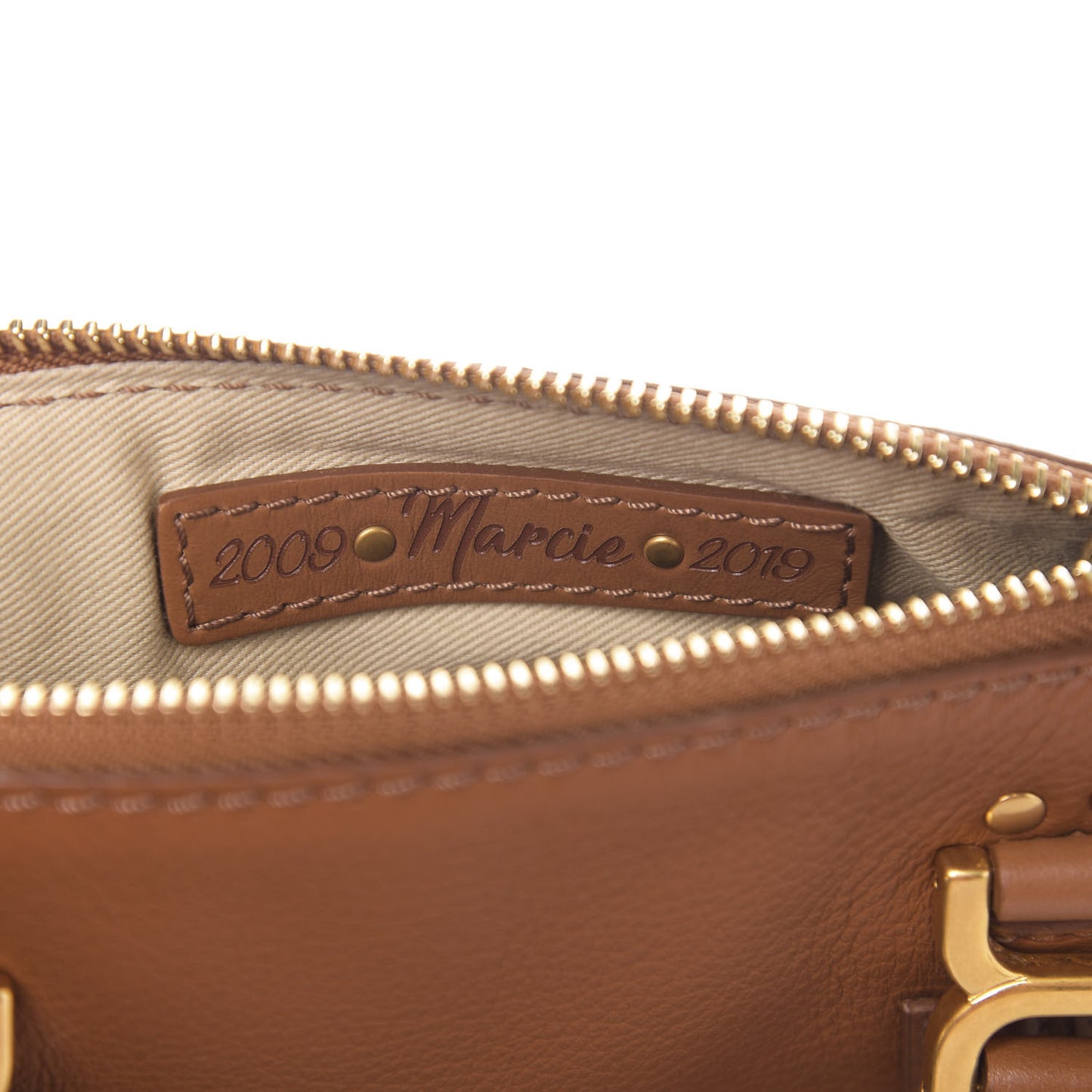 Shiny Small Grain Calfskin Mini Marcie Multi Fringe Satchel Tan