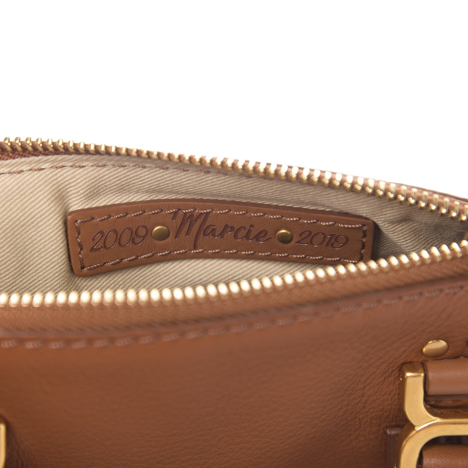 Chloe Shiny Small Grain Calfskin Mini Marcie Multi Fringe Satchel Tan 5 of 9