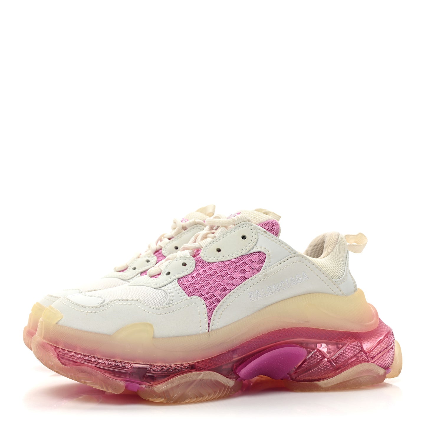 Fabric Mesh Clear Sole Womens Triple S Sneakers 36 White Pink