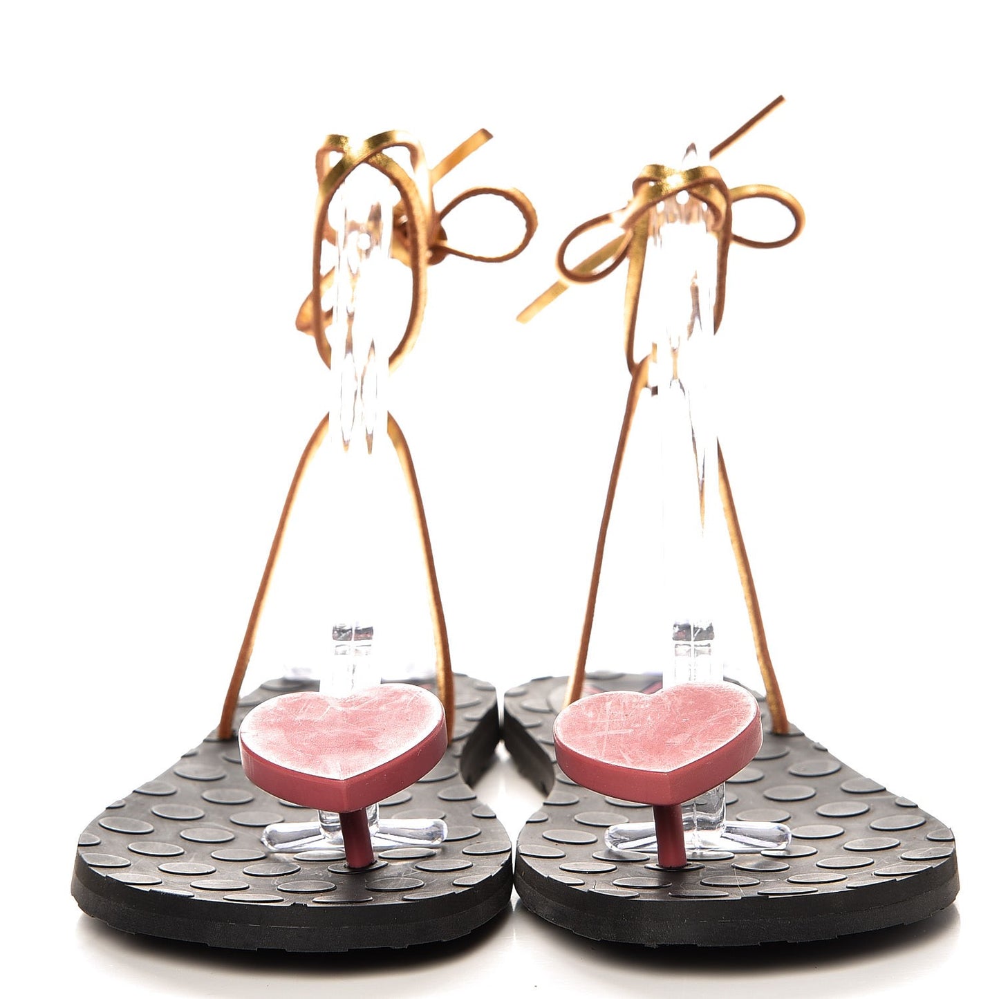 Rubber Biarritz Heart Sandals 38 Pink Gold