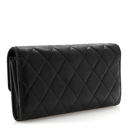 Chanel Lambskin Quilted Large Gusset Flap Wallet Black 3 of 9