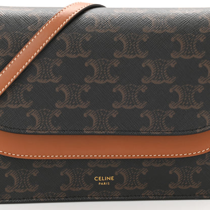 Celine Triomphe Canvas Lambskin Wallet On Strap Tan 8 of 10