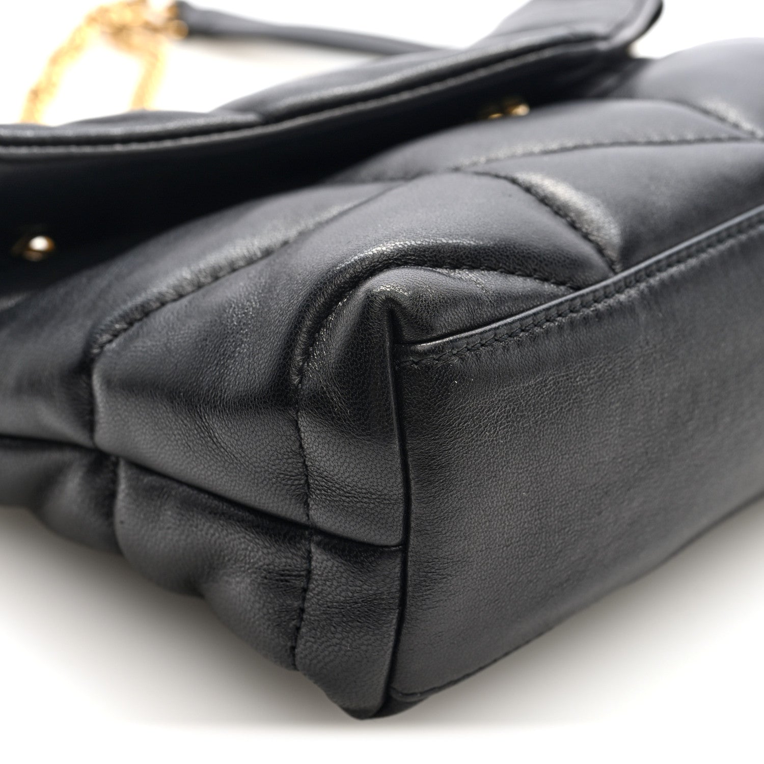 Saint Laurent Lambskin Quilted Toy Loulou Puffer Monogram Chain Satchel Black 8 of 10