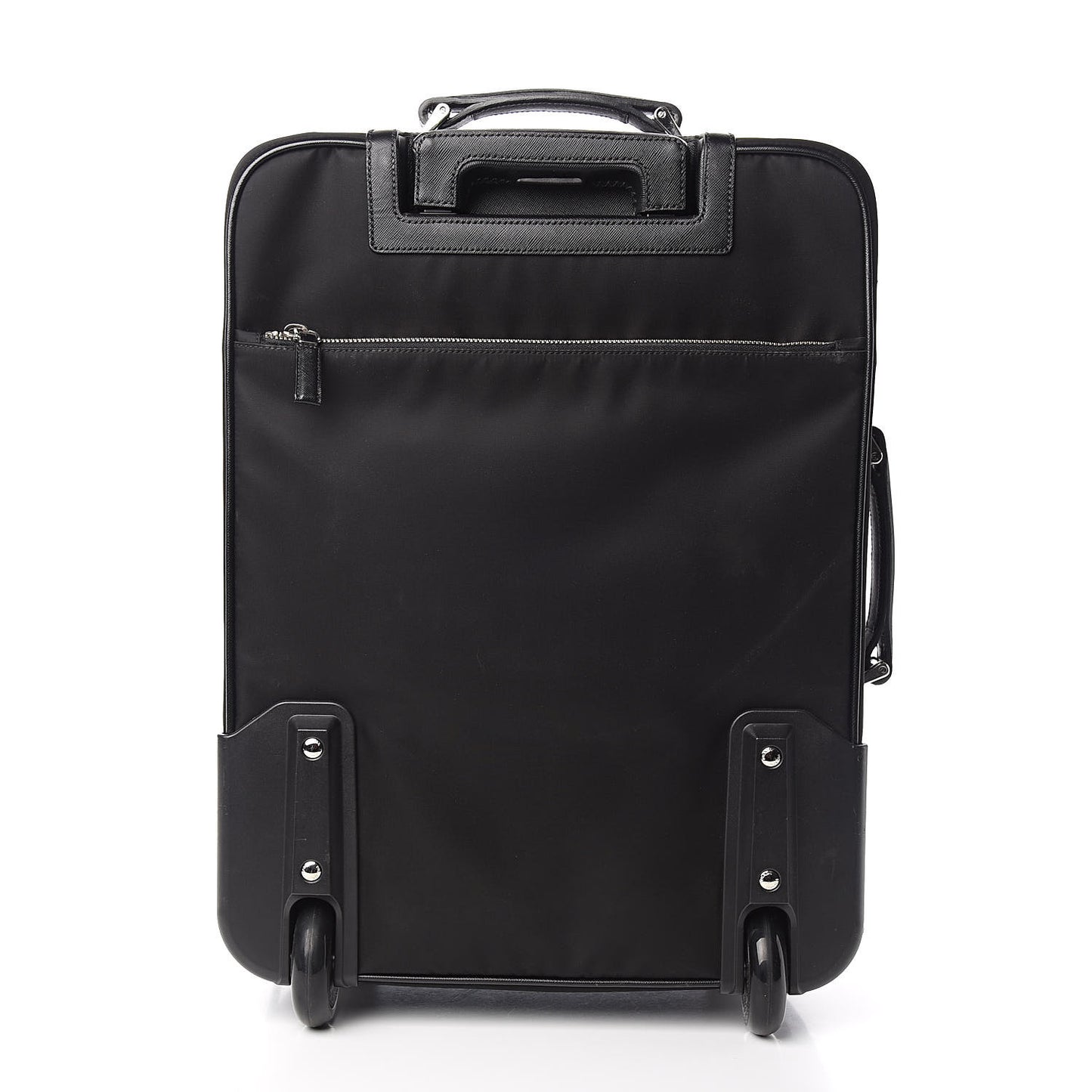 Tessuto Nylon Saffiano Trolley Luggage Black