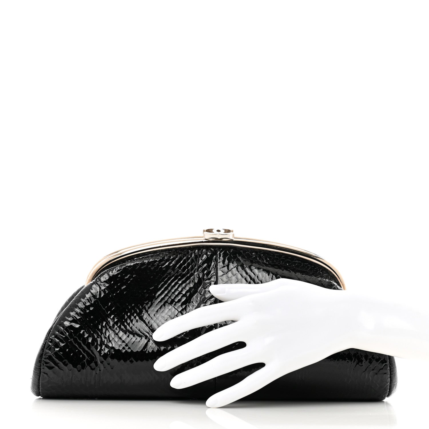 Chanel Glazed Snakeskin Timeless Clutch Black 2 of 10